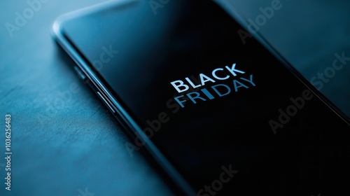 A contemporary smartphone on the table, showcasing dark screen with text 