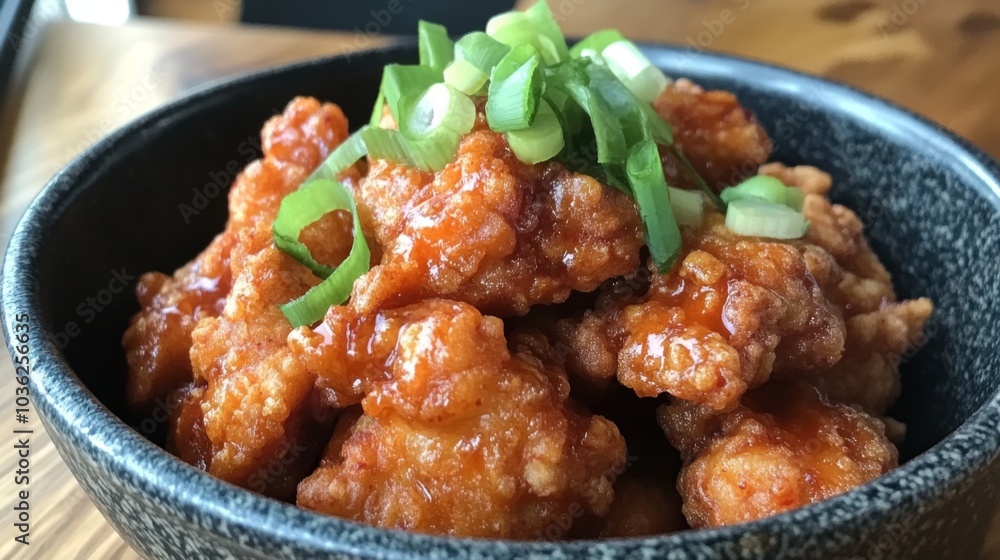 Crispy Chicken Bites with Tangy Sauce and Green Onions Crispy Chicken Bites with Tangy Sauce and Green Onions