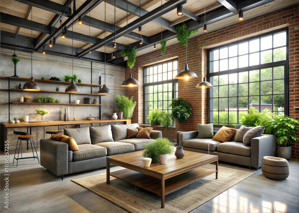 Fototapeta premium Capture a stylish industrial living room