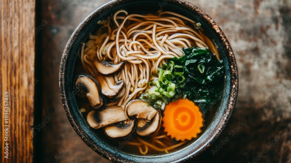 Fresh Ramen Bowl with Vegetables and Noodles Fresh Ramen Bowl with Vegetables and Noodles