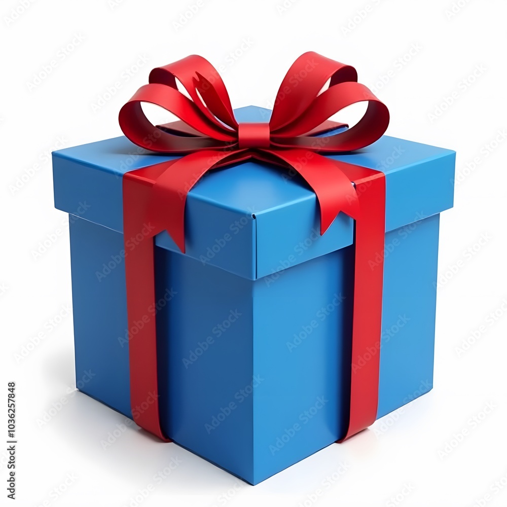 Obraz premium Blue Gift Box Isolated on White Background