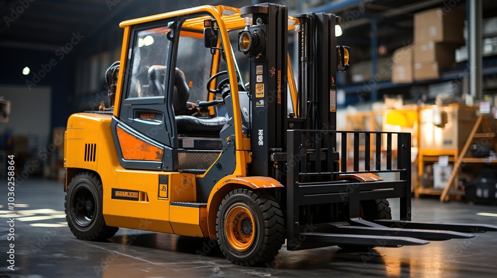 The forklift truck in ware house The forklift truck in ware house