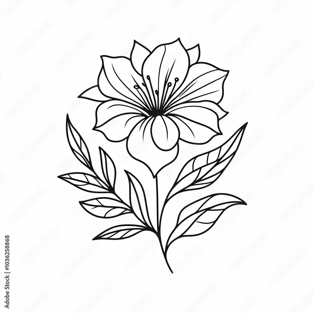Fototapeta premium flower black and white colors with clean lines on a white background