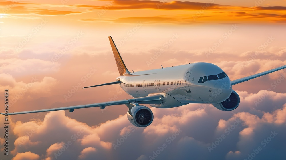 Fototapeta premium Passengers commercial airplane flying 