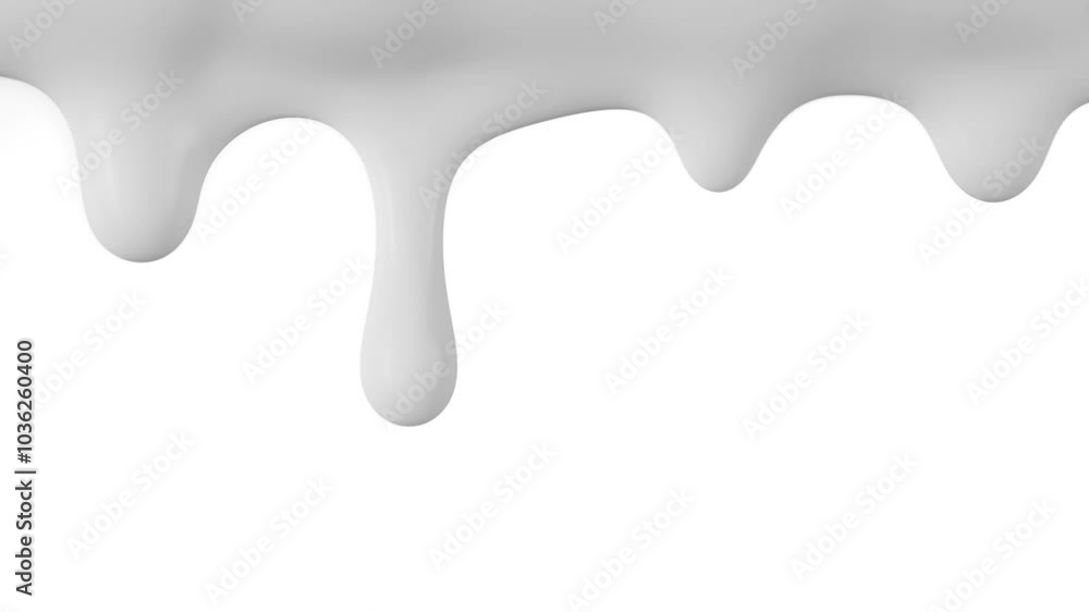 Super Slow Motion Detail Shot of Slowly Dripping Fresh Cream Isolated on White at 1000fps. Super Slow Motion Detail Shot of Slowly Dripping Fresh Cream Isolated on White at 1000fps.