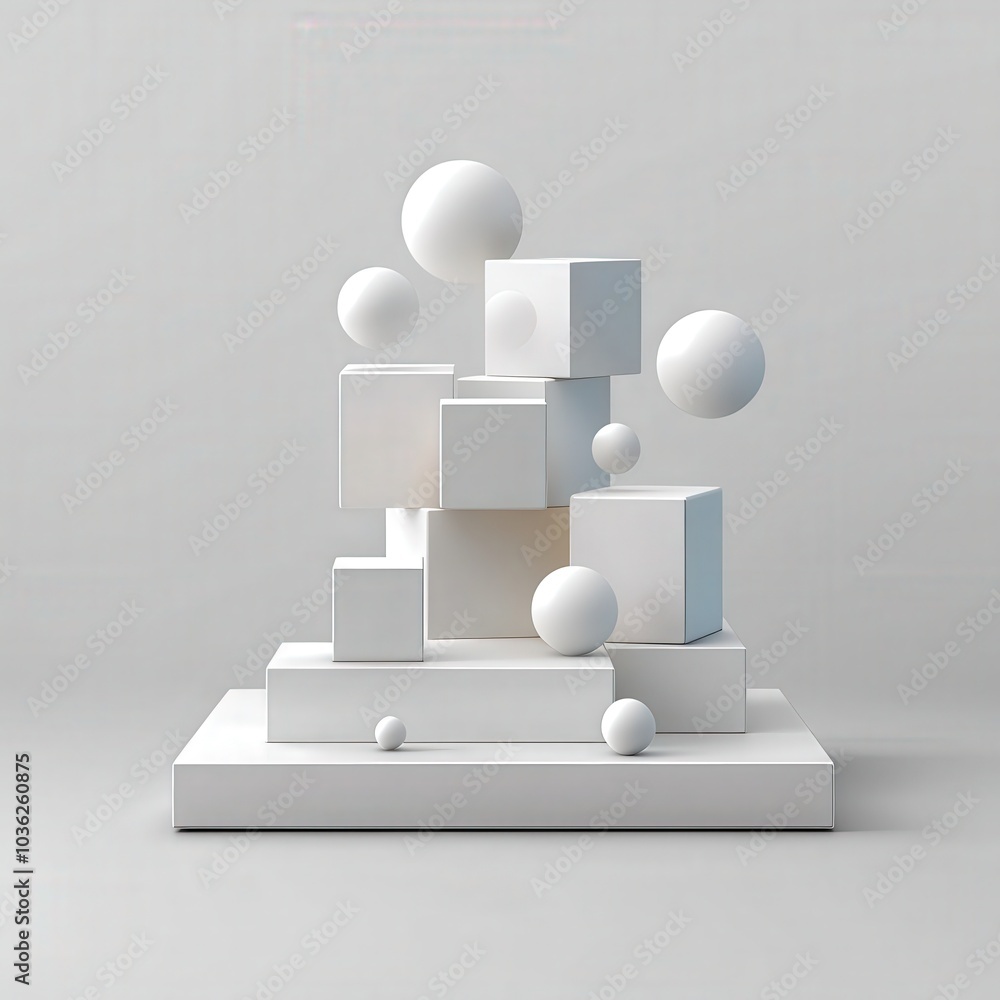 Abstract White Geometry with Shapes and Forms Abstract White Geometry with Shapes and Forms