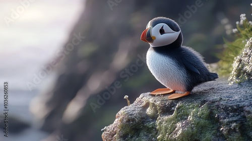 Wallpaper Mural Adorable 3D Cute Baby Puffin with a Colorful Pastel Colored Beak Torontodigital.ca