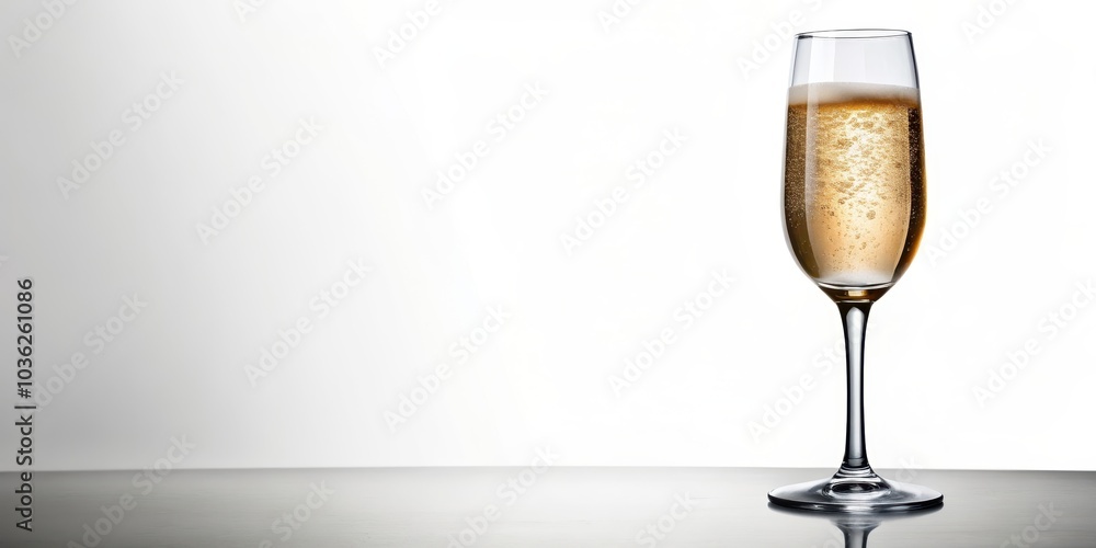 Delicate glass of champagne on a white background, celebration, drink, alcohol, bubbly, festive, luxury, elegant, party Delicate glass of champagne on a white background, celebration, drink, alcohol, bubbly, festive, luxury, elegant, party