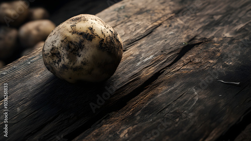 Rustic Close-Up of Freshly Harvested Potato Highlighting Natural Textures and Earthy Appeal in a Farm-to-Table Setting