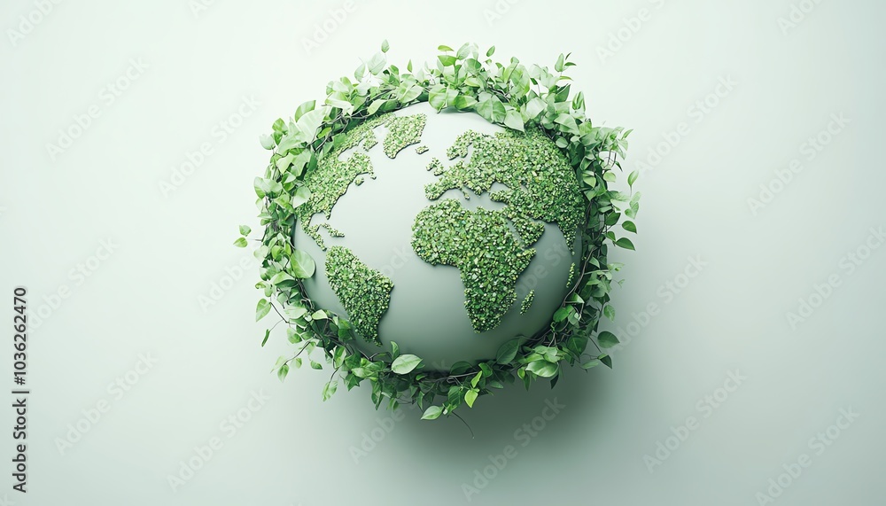 Globe icon crafted from leaves and vines, suspended on a white backdrop, soft shadows, emitting a serene green glow, ecofriendly design Globe icon crafted from leaves and vines, suspended on a white backdrop, soft shadows, emitting a serene green glow, ecofriendly design