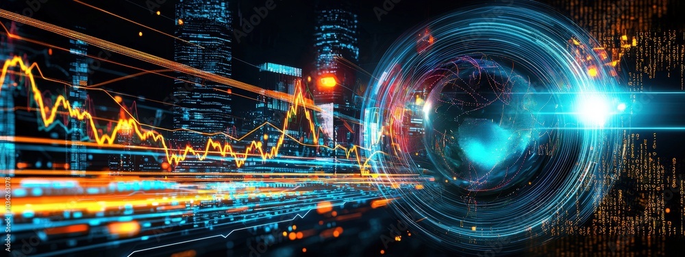 Obraz premium Dynamic Abstract Technology and Data Visualization