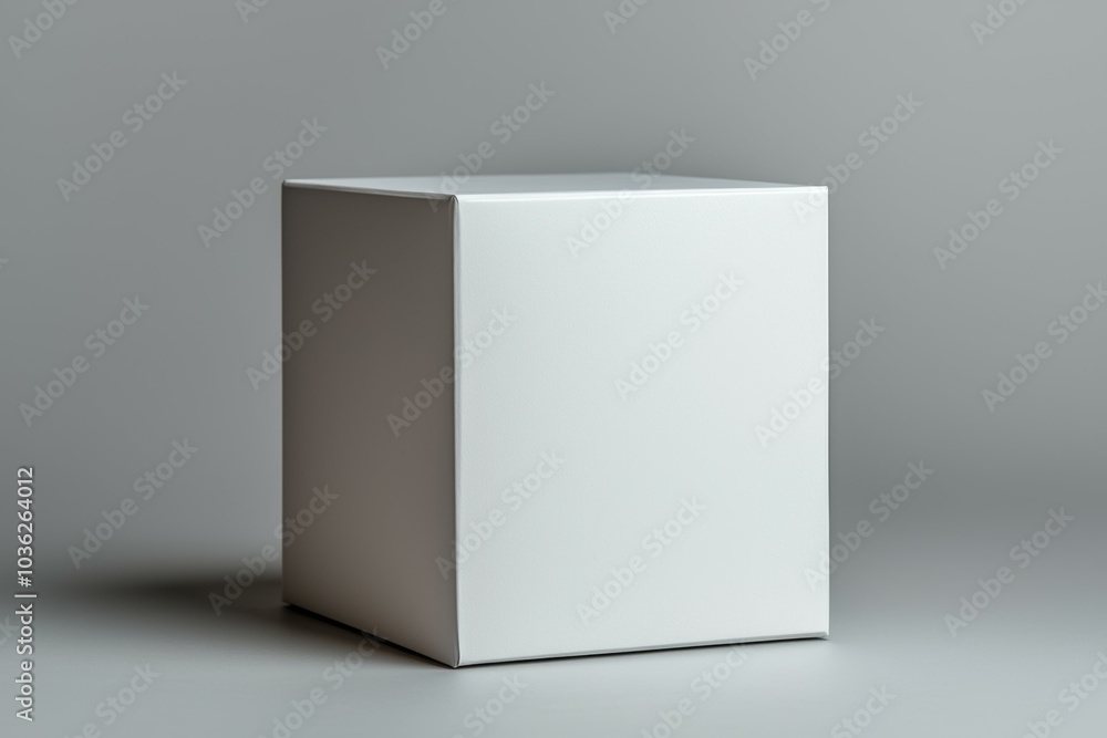 Simple white cube on a gray backdrop used for display or artistic purposes in a minimalistic setting Simple white cube on a gray backdrop used for display or artistic purposes in a minimalistic setting