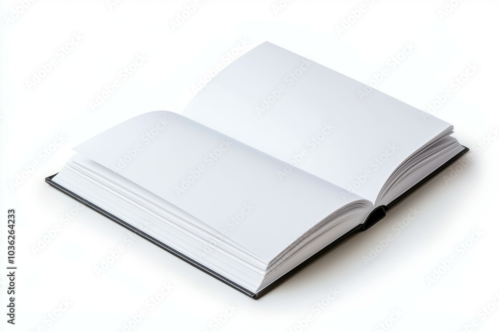 An open blank book resting on a surface, inviting creativity and ideas in a minimalist setting An open blank book resting on a surface, inviting creativity and ideas in a minimalist setting