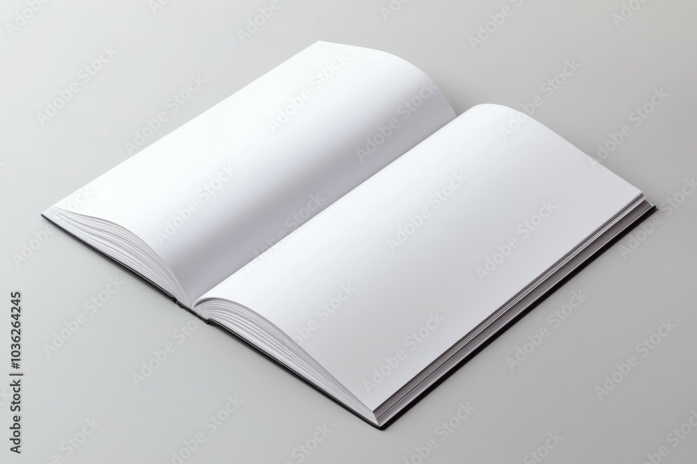 An open blank notebook resting on a neutral background, ready for creative ideas and notes during daytime An open blank notebook resting on a neutral background, ready for creative ideas and notes during daytime