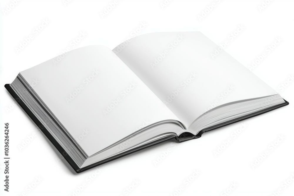 An open blank book resting on a clean white surface inviting creativity and inspiration for writers in any setting An open blank book resting on a clean white surface inviting creativity and inspiration for writers in any setting