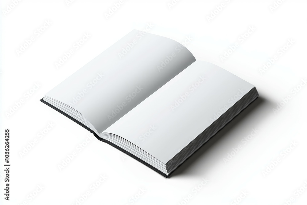 Open blank book on a plain surface ready for writing or creative expression Open blank book on a plain surface ready for writing or creative expression