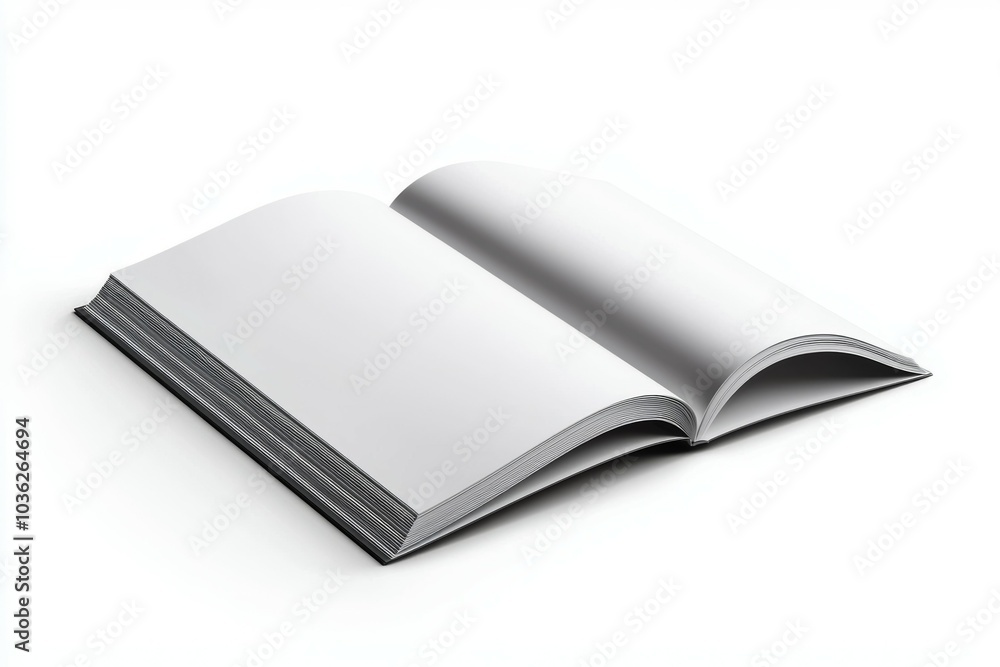 Blank open book on a white background ready for writing or illustration concepts at the start of a creative project Blank open book on a white background ready for writing or illustration concepts at the start of a creative project