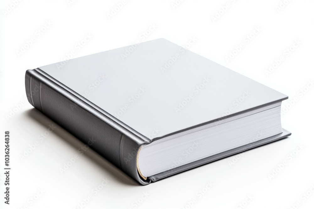 A blank hardcover book rests on a white surface, ready for notes, sketches, or personal reflections A blank hardcover book rests on a white surface, ready for notes, sketches, or personal reflections