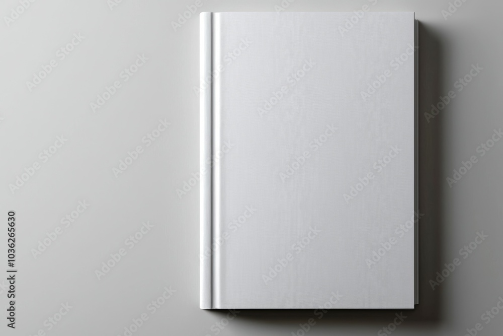 A blank hardcover book on a minimalist gray surface, ideal for personal notes or creative writing A blank hardcover book on a minimalist gray surface, ideal for personal notes or creative writing