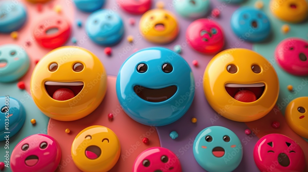 A colorful background with multiple emojis. A colorful background with multiple emojis.