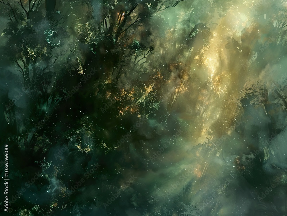 Enchanted Forest Night Sky: Glowing Trees and Stars Enchanted Forest Night Sky: Glowing Trees and Stars