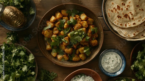 Delicious Spiced Potatoes with Fresh Herbs and Bread