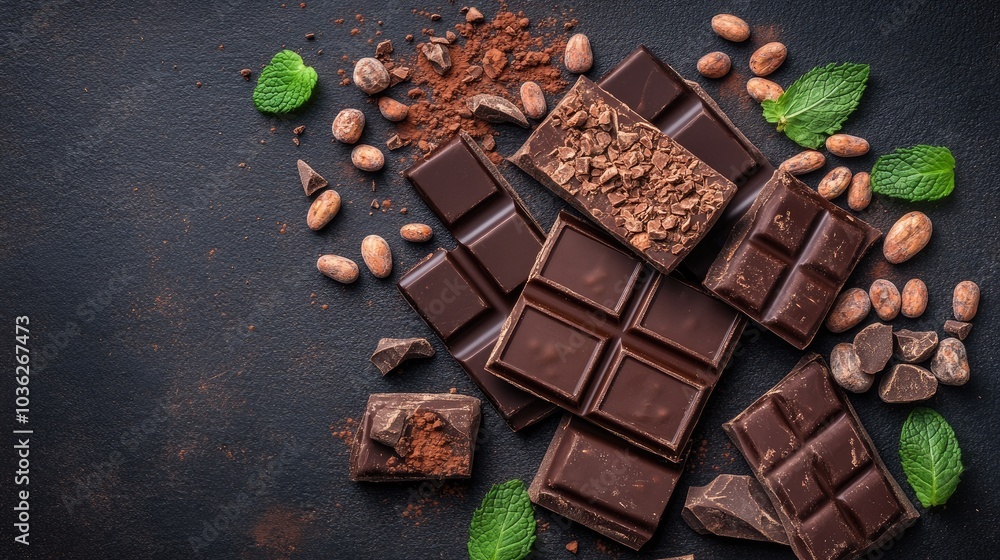 Chocolate Delights with Fresh Mint and Cocoa Beans Chocolate Delights with Fresh Mint and Cocoa Beans