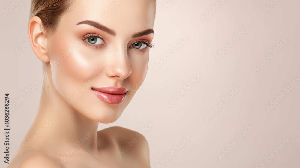 Stunning young woman flaunting flawless skin and chic makeup. Her natural, glamorous look captures beauty effortlessly. Stunning young woman flaunting flawless skin and chic makeup. Her natural, glamorous look captures beauty effortlessly.