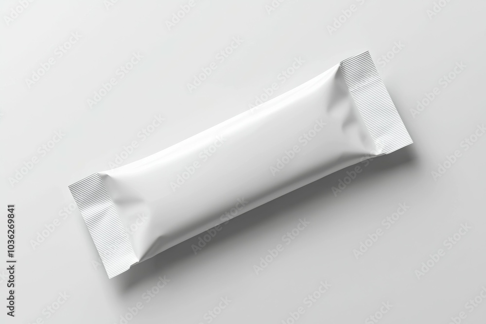 A white plastic wrapper with a white label A white plastic wrapper with a white label