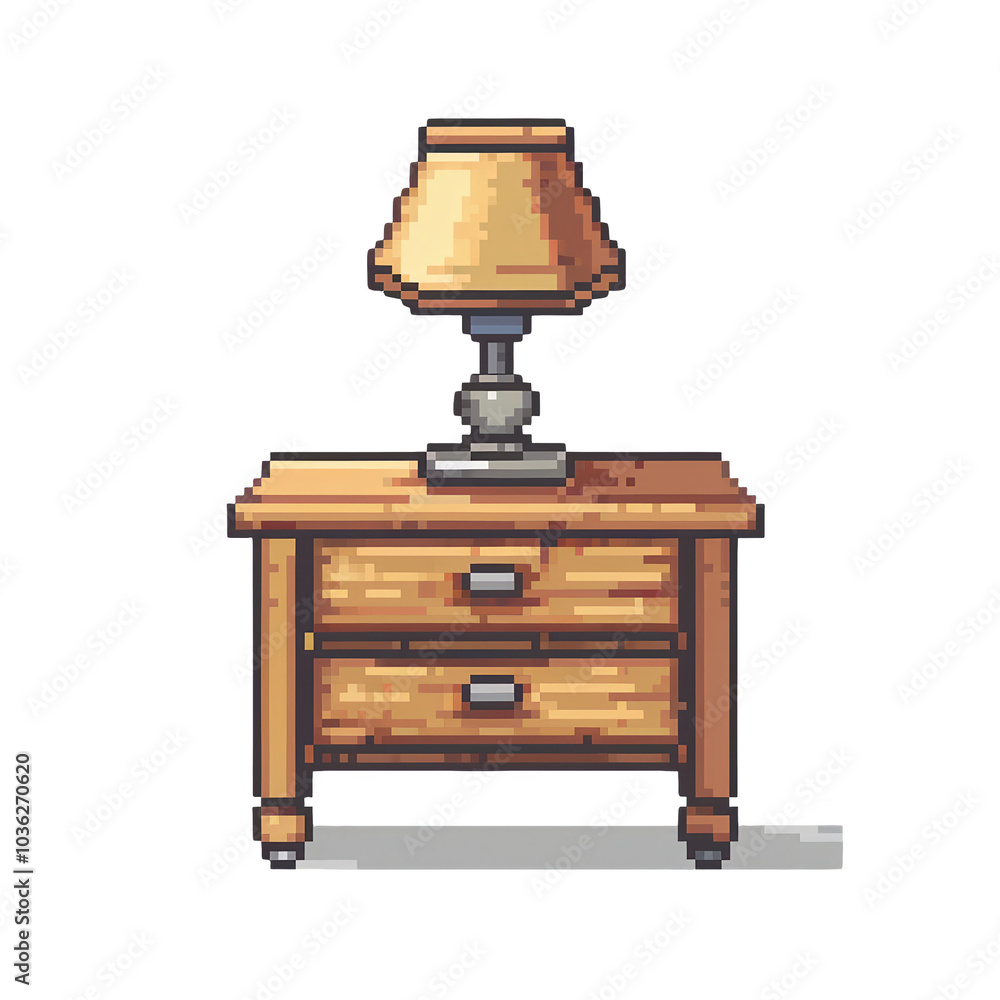 Pixelated Nightstand with Lamp - Bedroom Decor Pixelated Nightstand with Lamp - Bedroom Decor