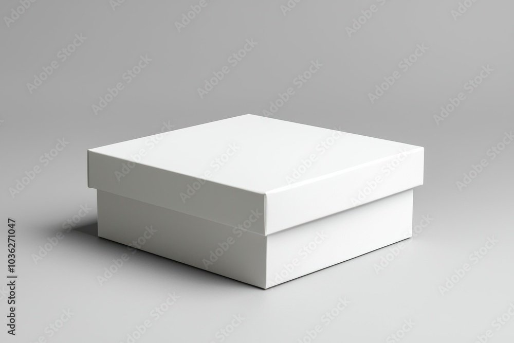 A white box is sitting on a grey surface A white box is sitting on a grey surface