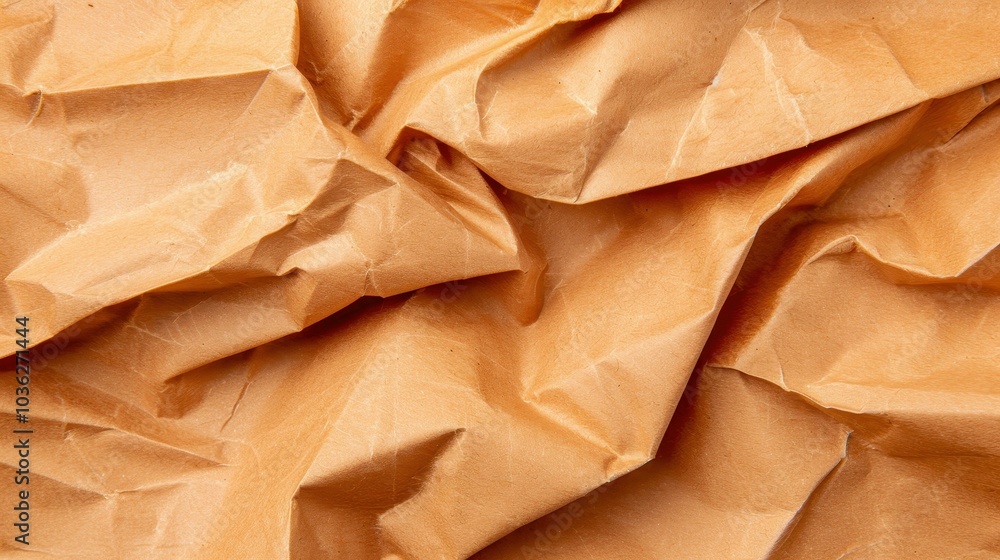A unique view of crumpled brown paper, perfect for adding a rustic touch to your design projects. A unique view of crumpled brown paper, perfect for adding a rustic touch to your design projects.