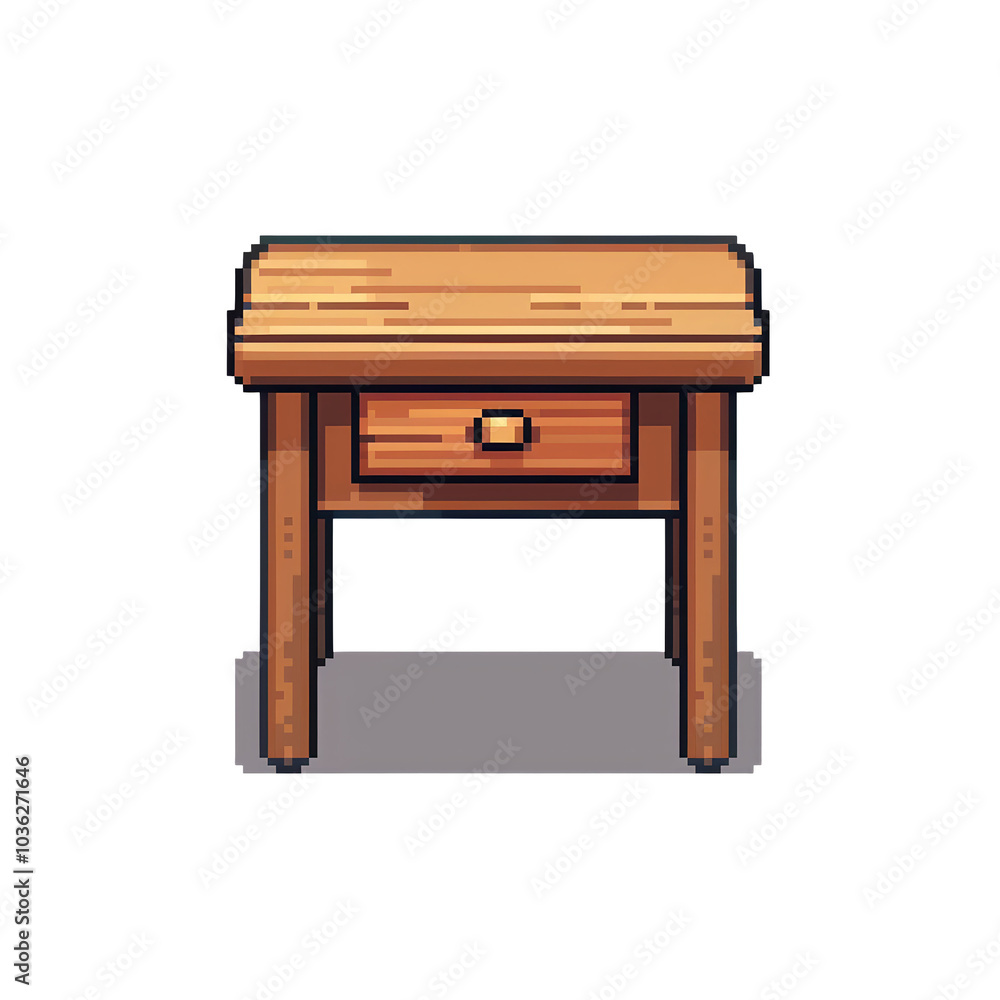 Pixelated Wooden Nightstand with Drawer - Bedroom Furniture Pixelated Wooden Nightstand with Drawer - Bedroom Furniture