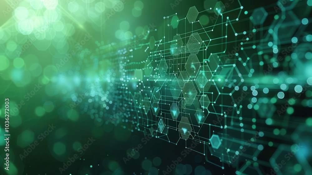 Abstract Green Technology Background with Hexagonal Patterns Abstract Green Technology Background with Hexagonal Patterns