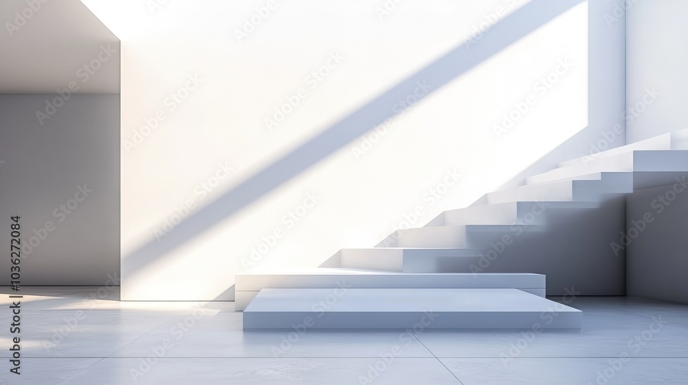 Minimalist White Staircase in a Modern Room Minimalist White Staircase in a Modern Room