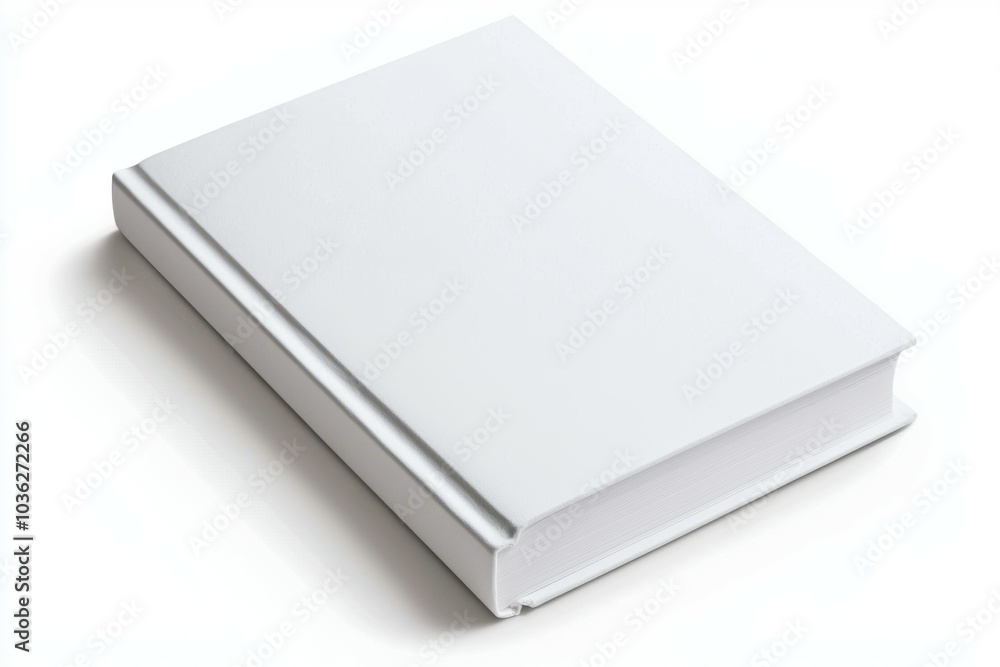 A white book with a black spine sits on a white background A white book with a black spine sits on a white background
