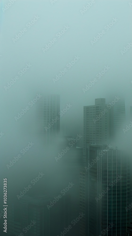 Foggy Cityscape: Skyscrapers Disappear in the Mist Foggy Cityscape: Skyscrapers Disappear in the Mist