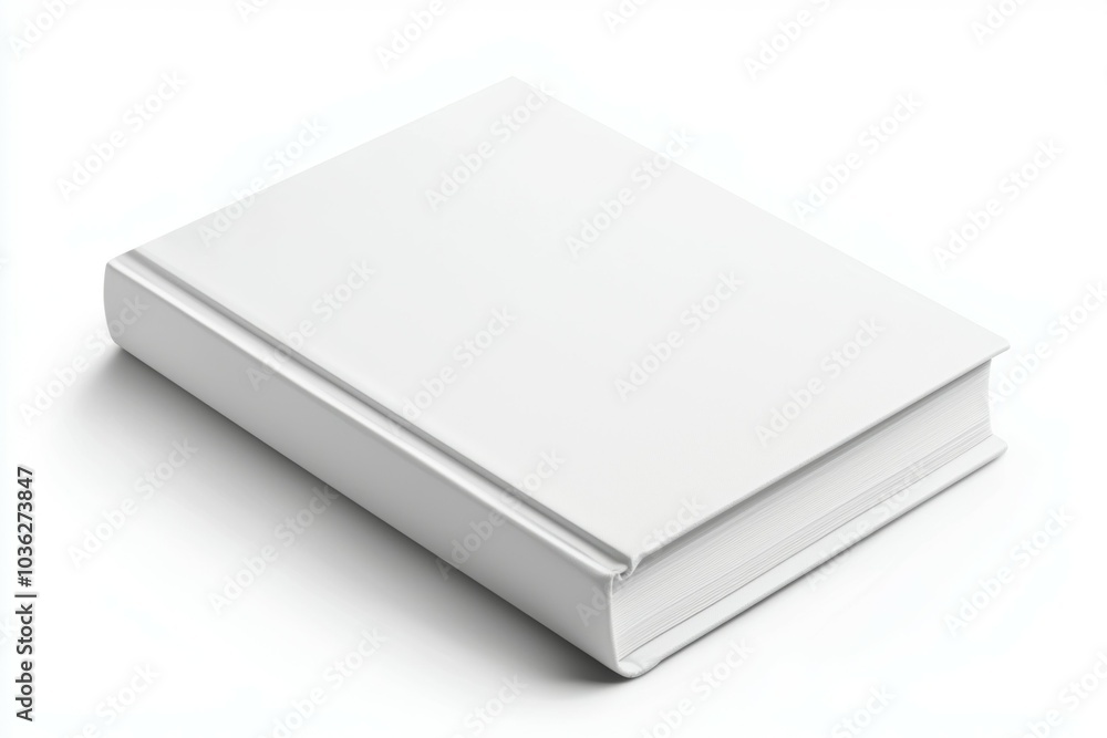 A white book with a black spine sits on a white background A white book with a black spine sits on a white background