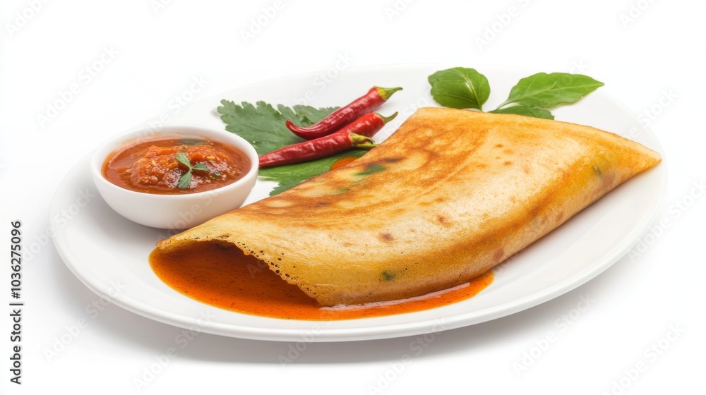 Delicious Crispy Dosa with Spicy Curry Sauce Delicious Crispy Dosa with Spicy Curry Sauce