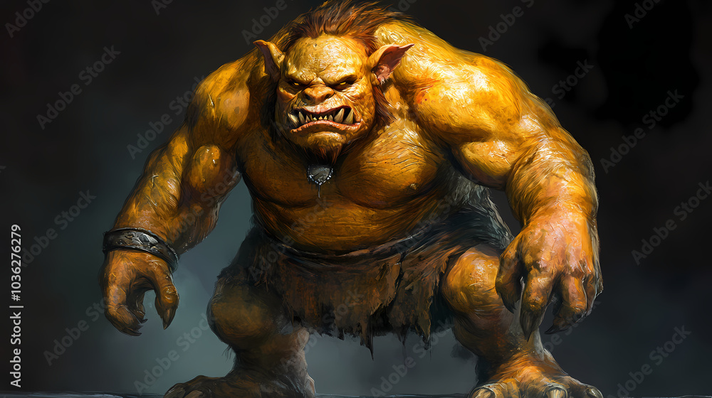 Ogre goblin monster yellow redhead scary monster. Giant Ogre. Illustration Ogre goblin monster yellow redhead scary monster. Giant Ogre. Illustration