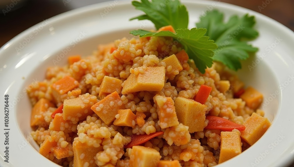 Deliciously colorful couscous salad with vegetables Deliciously colorful couscous salad with vegetables