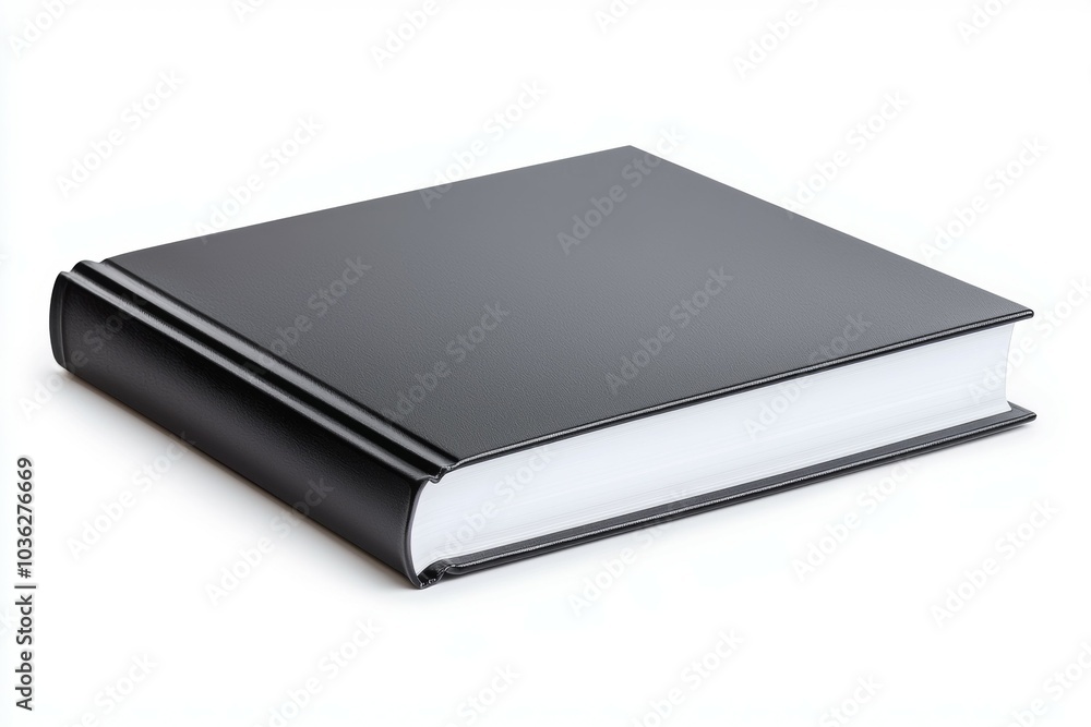A closed black hardcover book resting on a white background showcasing its sleek and simple design A closed black hardcover book resting on a white background showcasing its sleek and simple design