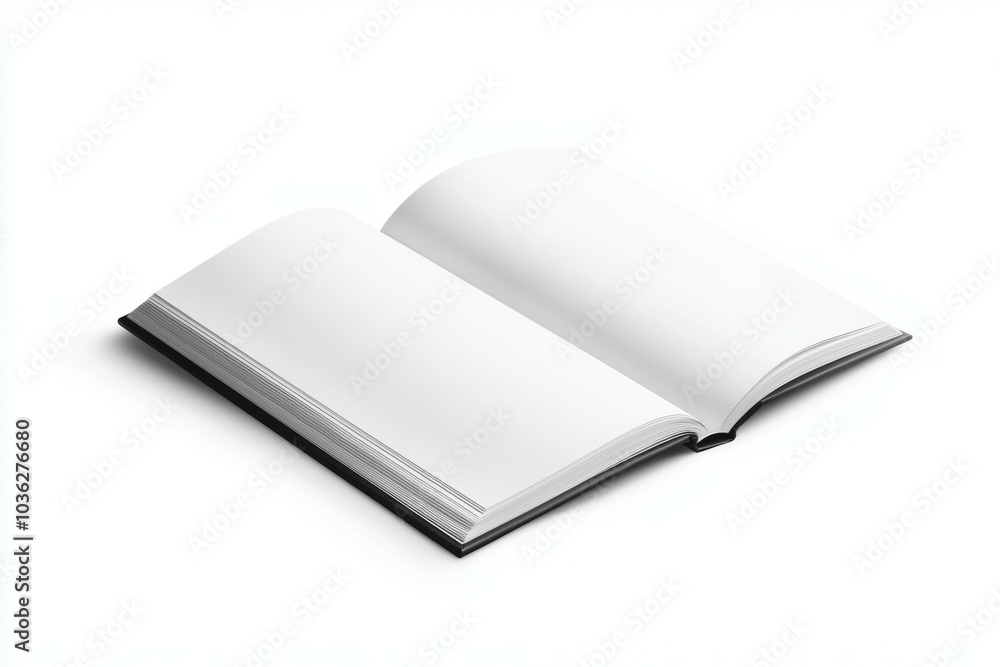 An open blank book resting on a clean white surface ready for writing or drawing in a quiet creative space An open blank book resting on a clean white surface ready for writing or drawing in a quiet creative space