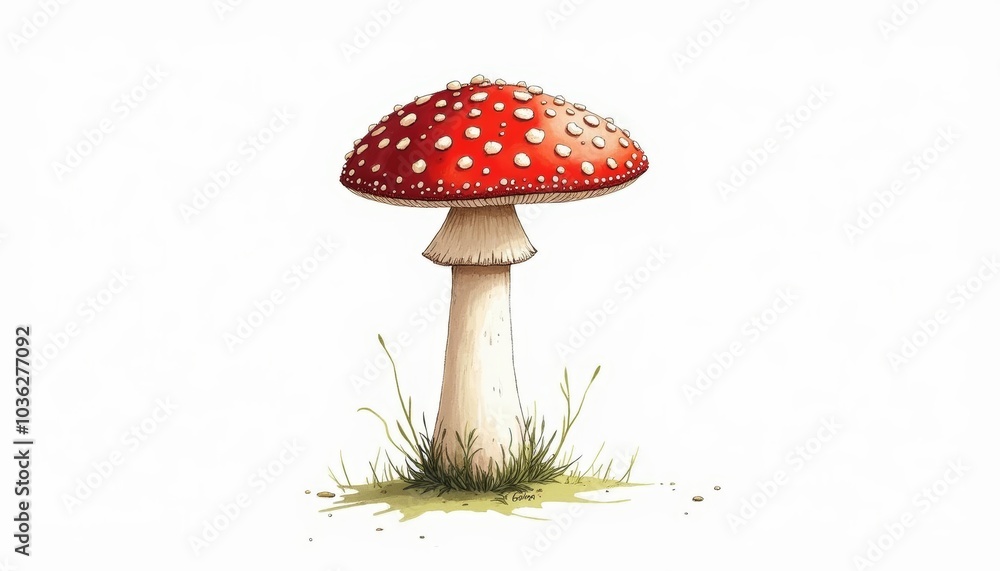 Vibrant Red and White Mushroom in Nature Vibrant Red and White Mushroom in Nature