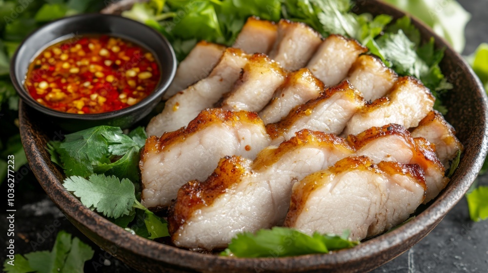 Deliciously Grilled Pork with Fresh Herbs and Sauce Deliciously Grilled Pork with Fresh Herbs and Sauce