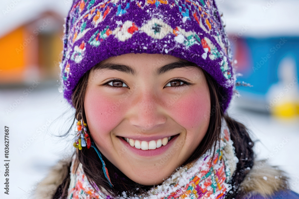 Sami woman wearing sami gakti northern europe traditional cloth Sami woman wearing sami gakti northern europe traditional cloth