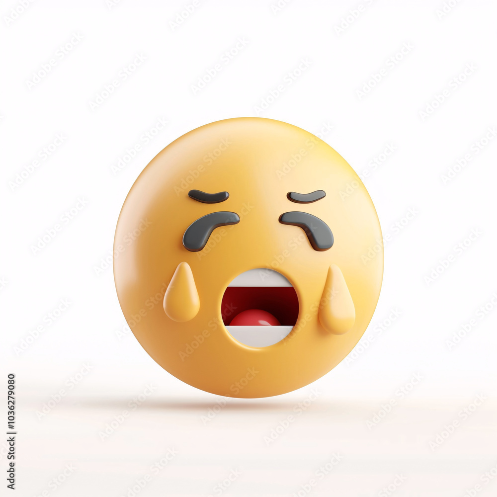 Crying emoji face illustration with expressive features and vibrant colors Crying emoji face illustration with expressive features and vibrant colors