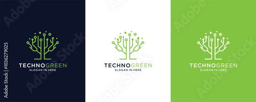Technology tree electrical circuit digital Technology logo design vector icon illustration