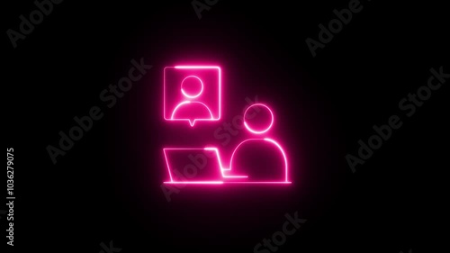 Wallpaper Mural Business Financial Growing Business Income And Earnings . black Background, 
Glowing neon person sign, outline round avatar pictogram in vivid color. glowing neon blue color people animation icon. Torontodigital.ca