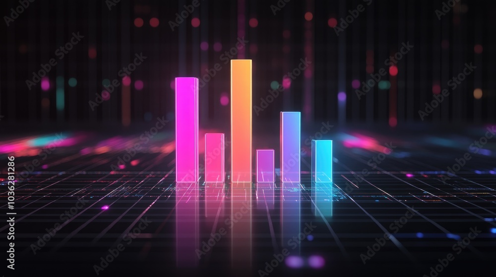 Colorful Digital Bar Graph with Neon Effects Colorful Digital Bar Graph with Neon Effects